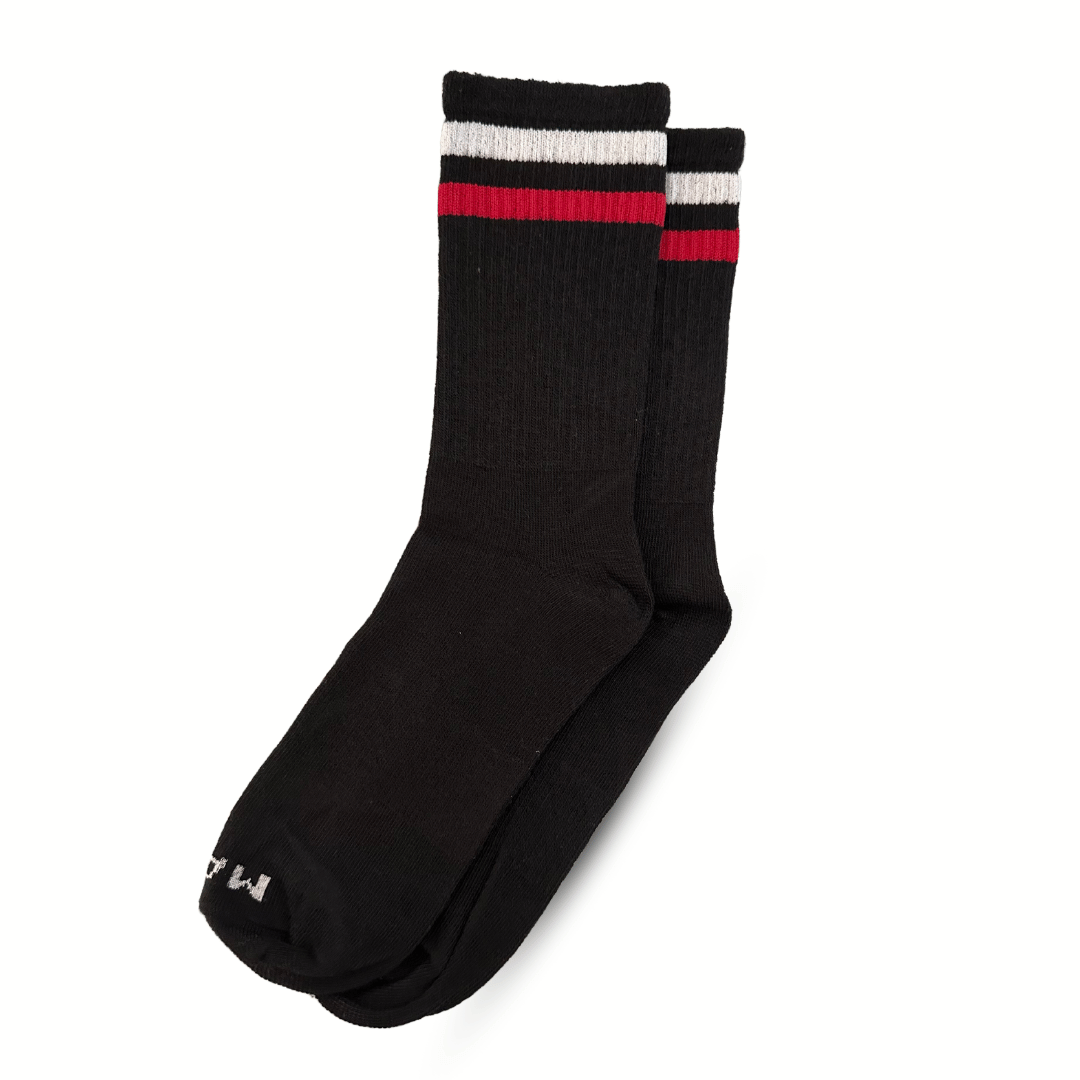Bold Blend Retro Socks Black, Red & White Stripes MAZE Socks Sri Lanka